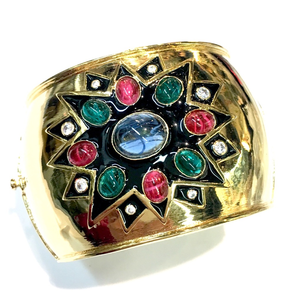 JARIN Mogul Stoned Domed Hinged Cuff Bracelet